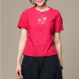 古典美 刺繡手繪抽皺衣【03039】茶禪服/棉麻/亞麻/中國風