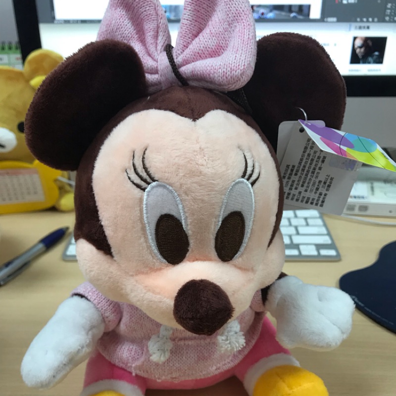 夾娃娃機商品 Disney Mickey Mouse Q版坐姿長帽T 7吋 米妮 玩偶娃娃 有吊卡雷標