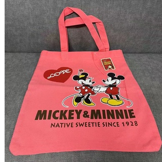 🌷荳荳尋寶屋🌷608 全新 米老鼠 米奇 米妮 桃紅色 帆布包 購物袋 超可愛 大容量 手提包 超便宜出售