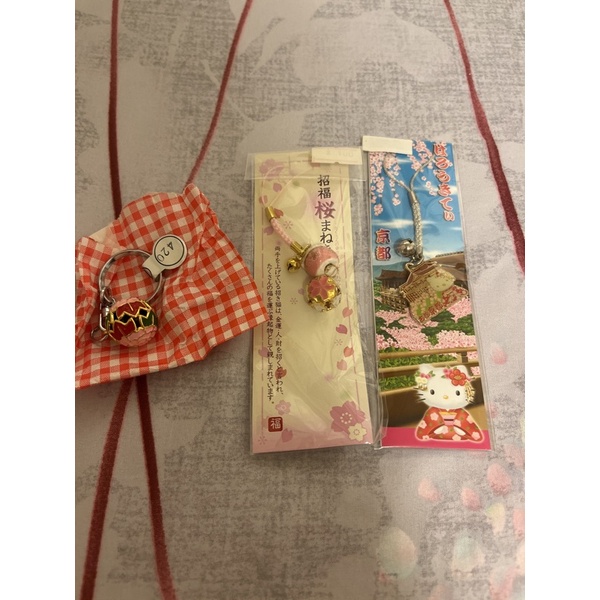 日本kitty 招財貓 幸運球 粉紅鑰匙圈 吊飾