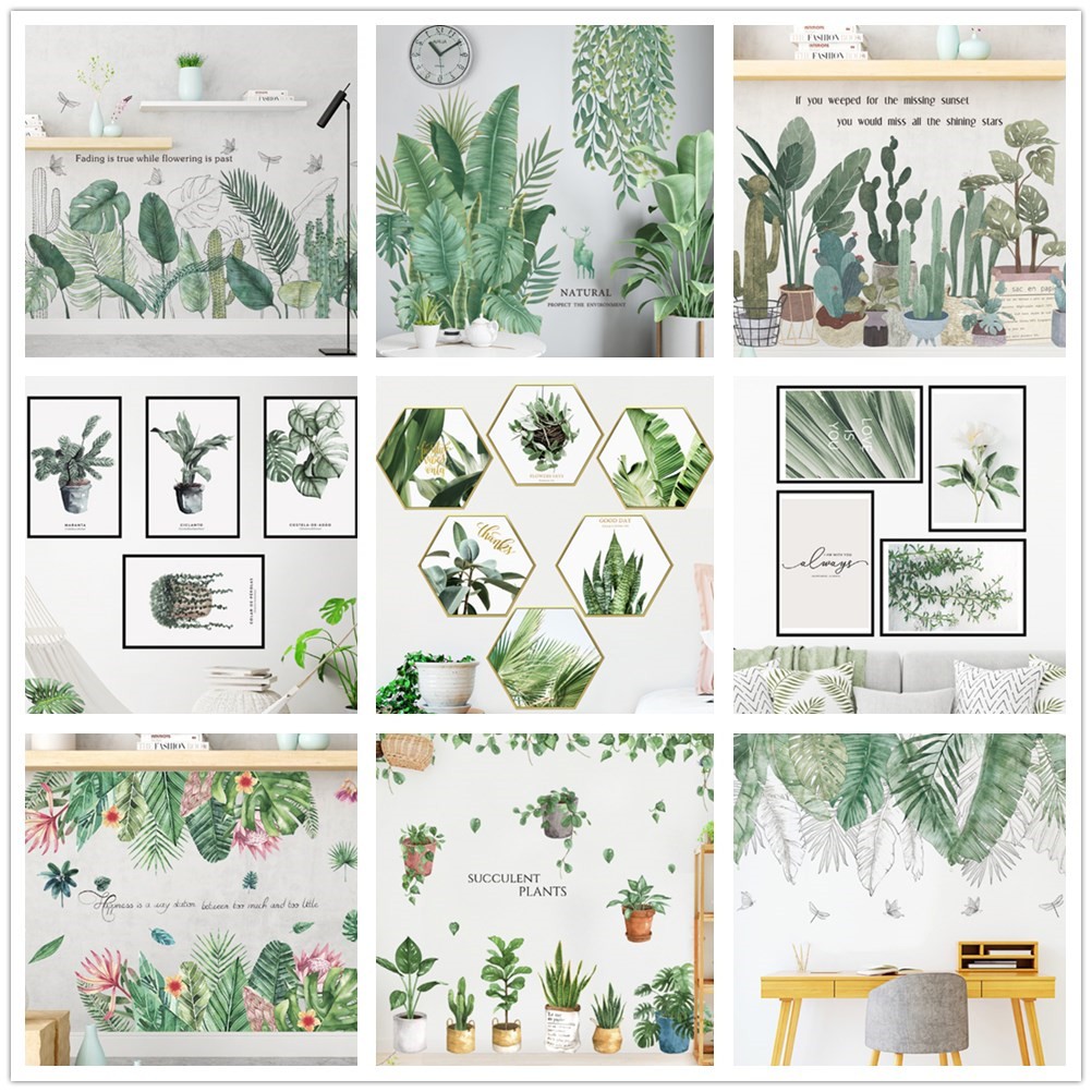 現貨秒發 24款ins熱帶葉子裝飾壁貼北歐清新客廳臥室宿舍貼紙房門植物花卉牆壁裝潢墻貼房間裝飾壁貼墻貼貼紙 蝦皮購物