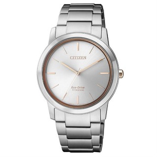 CITIZEN 星辰錶 FE7024-84A 簡約光動能時尚鈦金屬腕錶 /銀 34mm