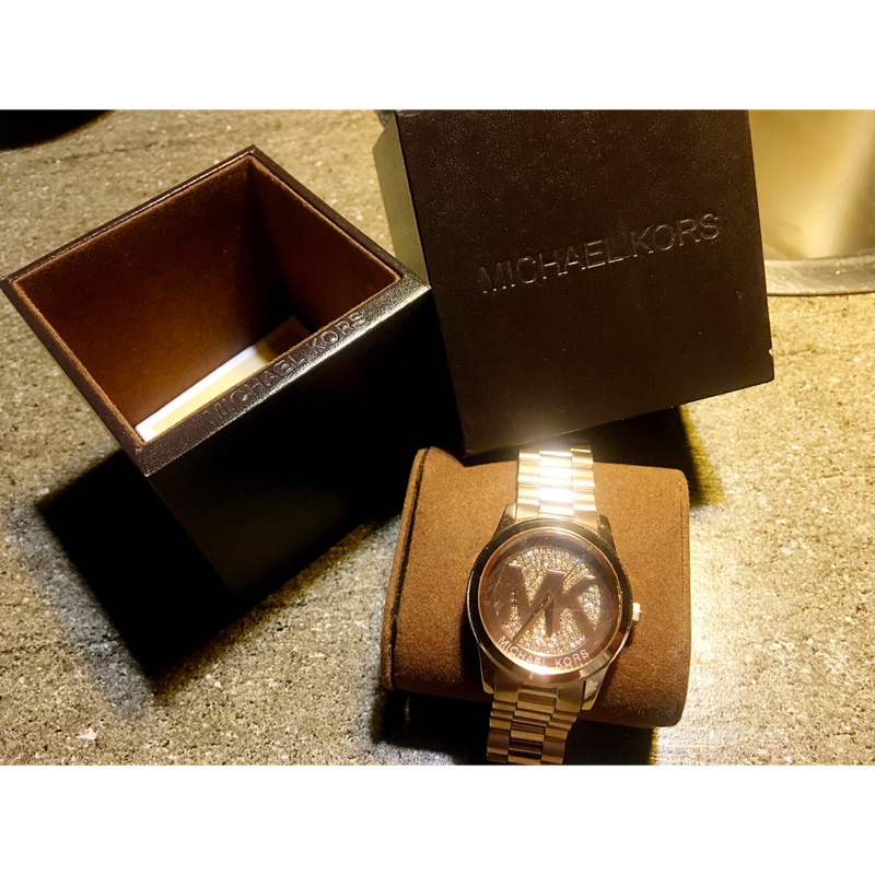 MK品牌 MK5661 時尚 玫瑰金 精鋼鑲鑽錶盤 MK大字母 石英 手錶 腕錶