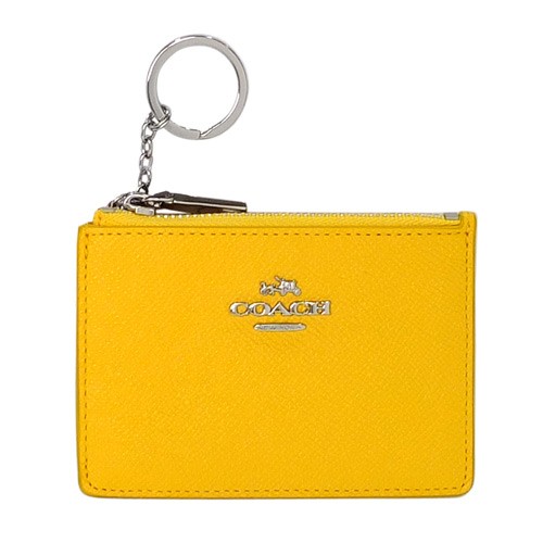 COACH 鑰匙包 零錢包 卡夾防刮皮革 黃色 全專櫃可送修保養 全新100%正品 原價$2500特價$1999