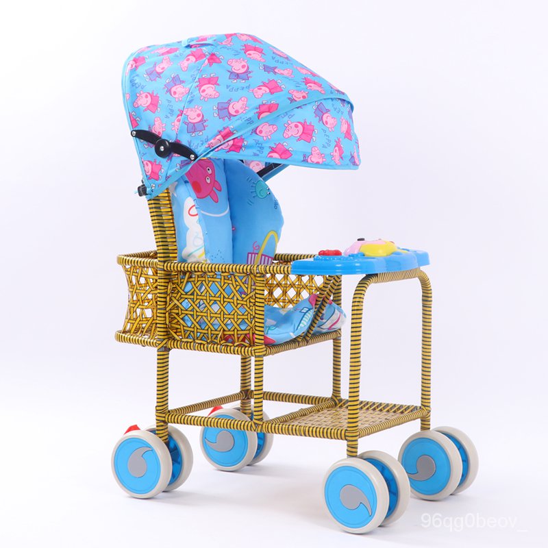 【嬰兒車】寶寶推車輕便 竹藤嬰兒推車小兒童小孩夏季仿藤編坐式簡易手推車