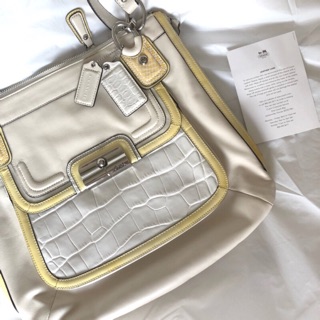 ［保證 正貨 ］名牌 coach 真皮 米白 肩揹包 手拿包 全新未使用