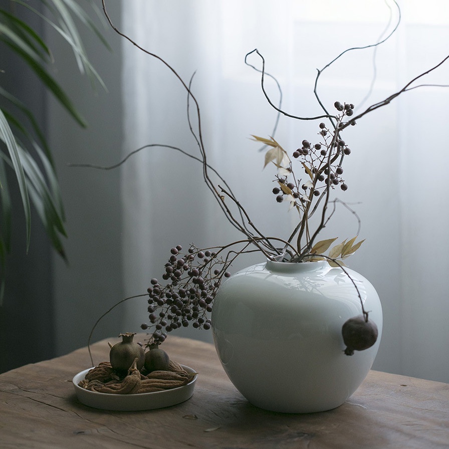 青白大花瓶家居擺件餐桌客廳插花器新中式陶瓷水養閒趣別院zijb 蝦皮購物
