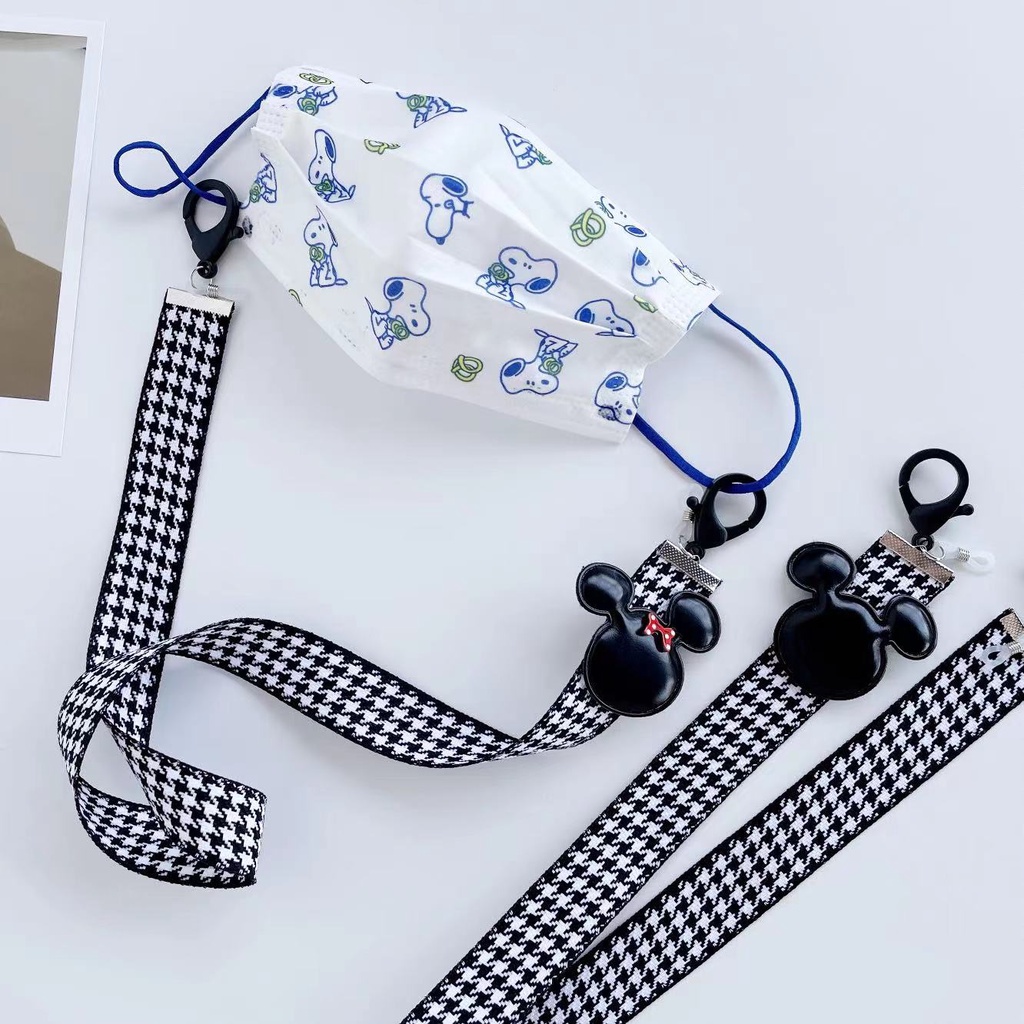 新款韓版簡約卡通小老鼠布藝掛繩項鍊眼鏡鏈口罩鏈