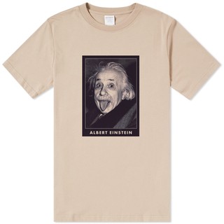 Albert Einstein 短袖T恤 米色 現貨 愛因斯坦世紀天才人物相片潮T班服團體服