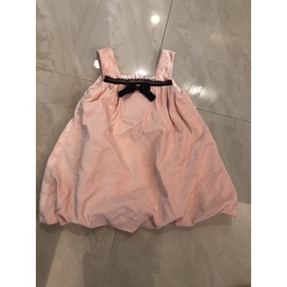 台灣製百貨公司專櫃貨安妮公主禮服粉色細絨胸前滾蕾絲燈籠型洋裝背心裙