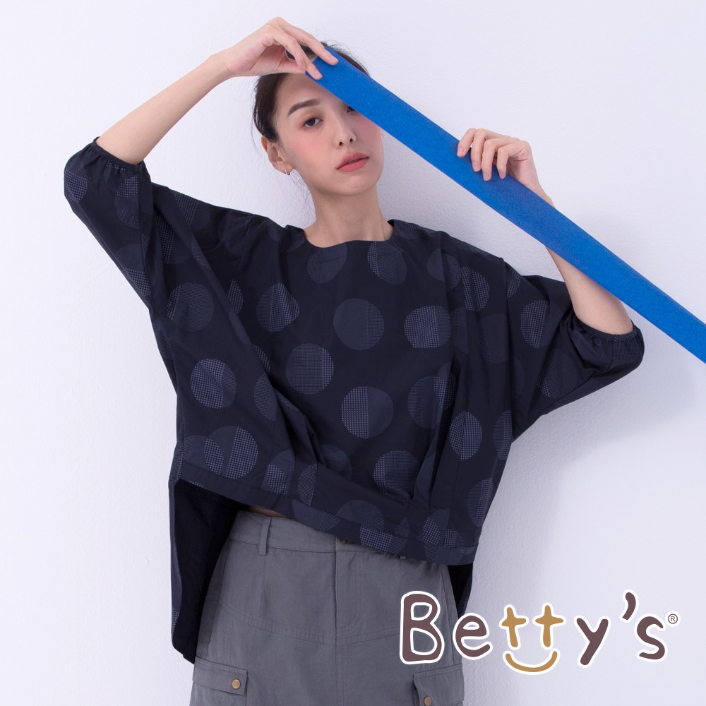 betty’s貝蒂思(05)圓點布蝙蝠袖上衣(深藍)