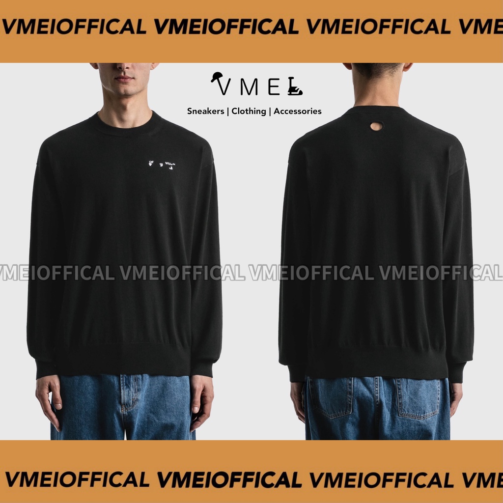 【VMEI_OFFICAL】OFF-WHITE Logo Basic Knitted Sweater 長袖 大學T 黑