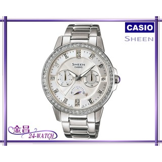CASIO_SHEEN # SHE-3023D-7A 耀眼光芒施華洛世奇 女錶(白)＊24-WATCH_金昌