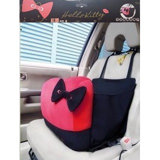車之嚴選 cars go 汽車用品【PKTD005R-06】Hello Kitty 紅唇蝴蝶結舒適腰靠墊收納置物箱 兩用