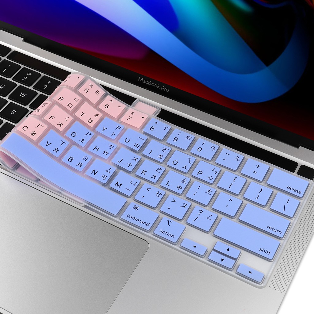 繁體注音鍵盤膜 蘋果MacBook Air 13 Pro 13.3 15 A2941 15吋矽膠漸變色 保護膜 防塵防水