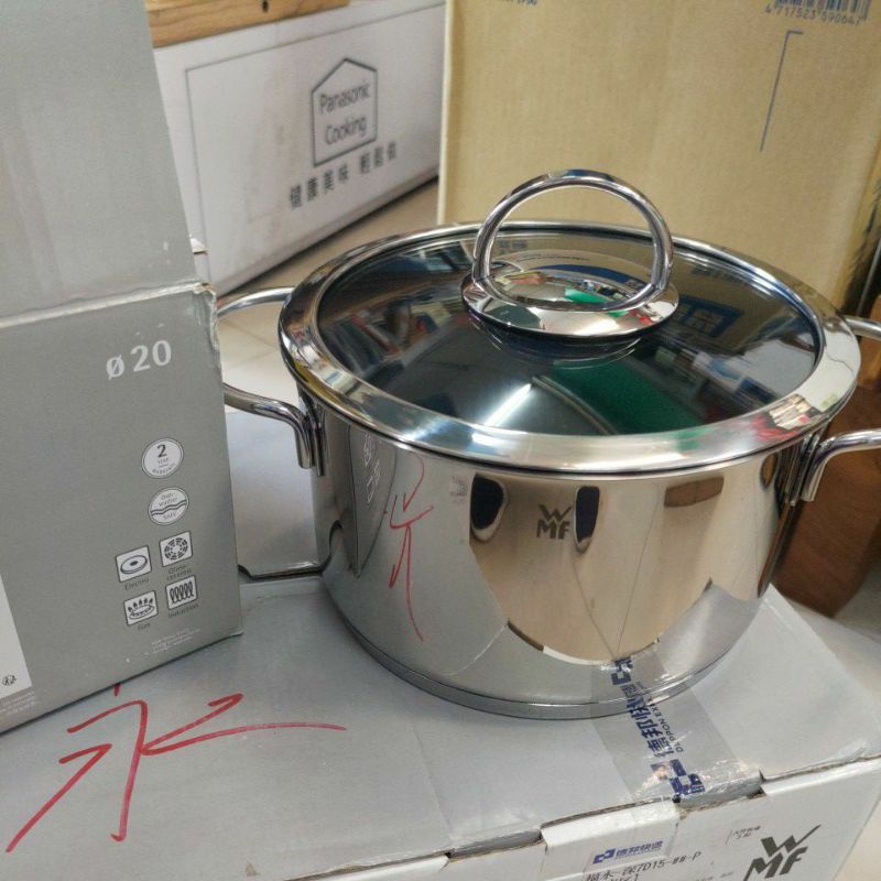 WMF Vignola系列 20公分 18-10深湯鍋深度11cm不沾鍋 不沾湯鍋 雙耳湯鍋 含玻璃上蓋 3.8公升容量