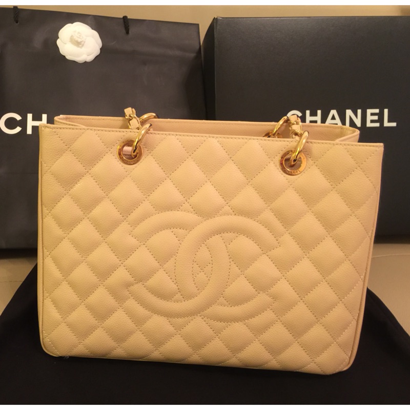 正品 CHANEL 香奈兒GST 氣質名媛風 裸膚色  金鍊包（大款）