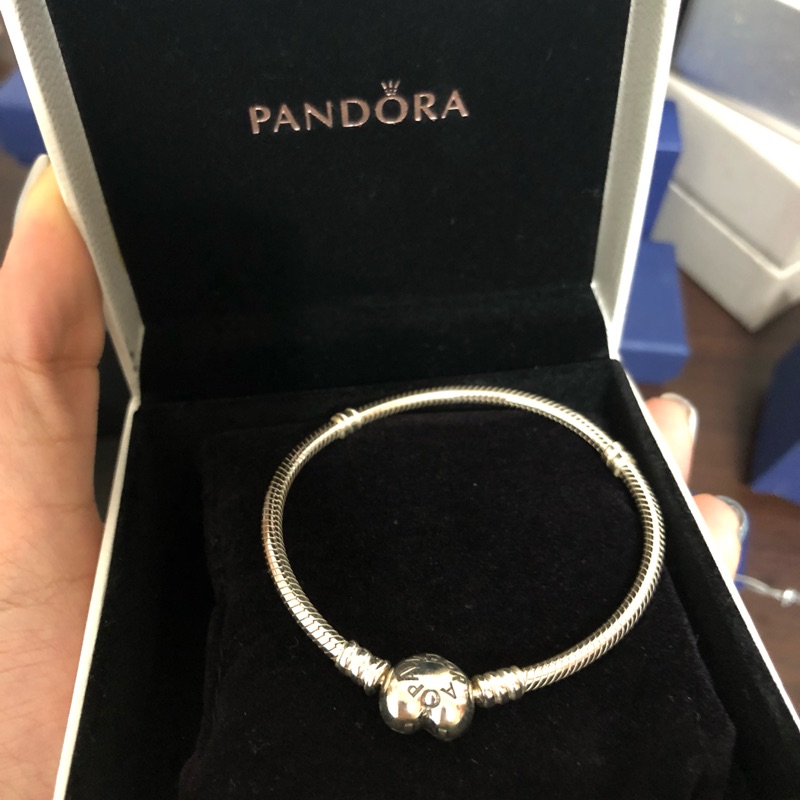 全新Pandora 潘朵拉 愛心扣頭純銀手鍊16mm