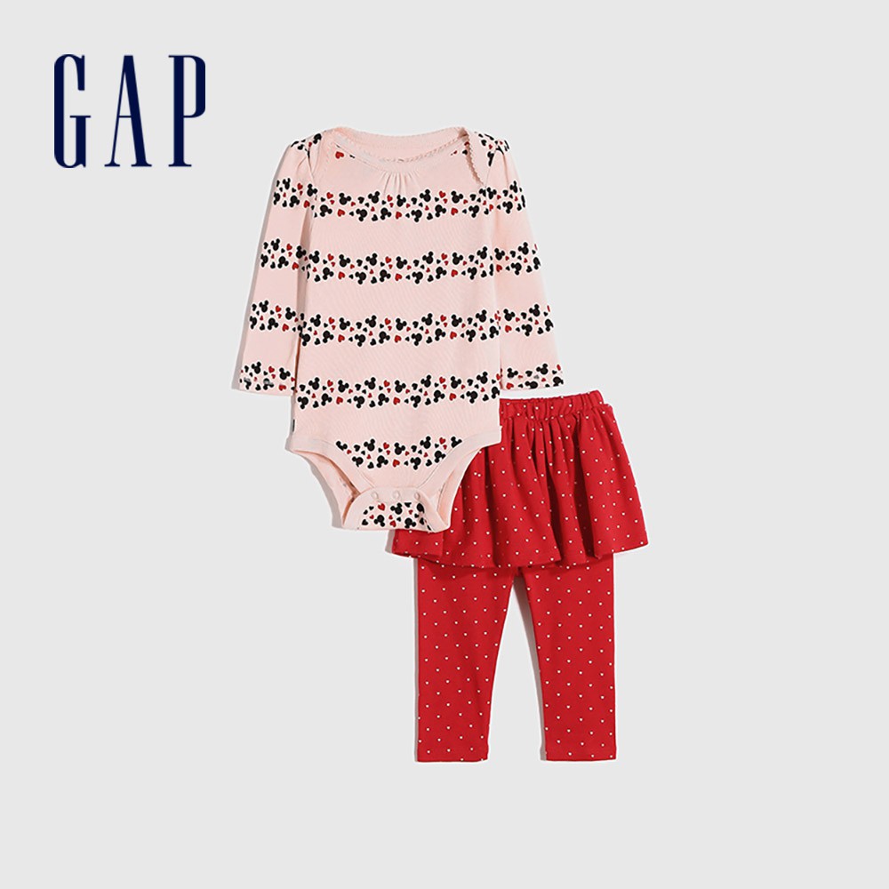 Gap 嬰兒裝 Gap x Disney迪士尼聯名 印花家居服套裝-粉色(650195)