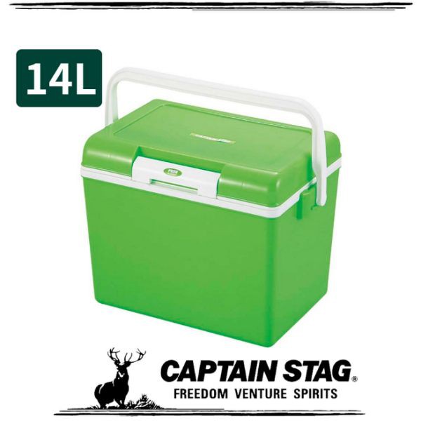【CAPTAIN STAG 日本 鹿牌 鹿王日本原裝保冷冰箱14L《綠》】M-8129/行動冰箱/攜帶式冰桶//悠遊山水