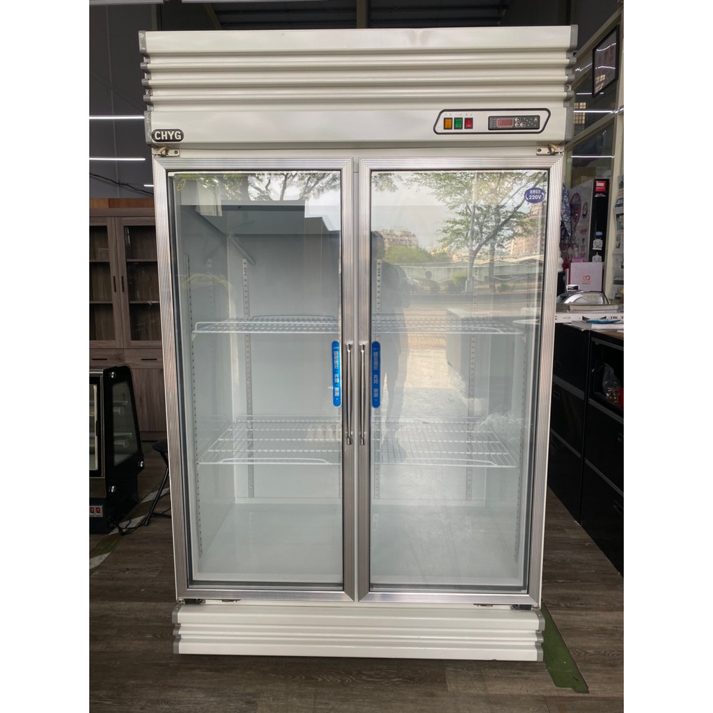 吉田二手傢俱❤雙門對開玻璃型冷藏冰箱 冷藏櫃 冷藏展示櫃 冷藏展示台 冷藏小菜櫥 餐飲用冰箱 對開冰箱 營業冰箱