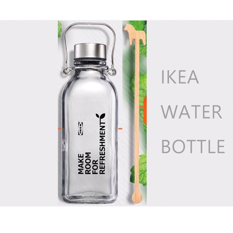 *天空城*IKEA 限量water bottle 600 mL玻璃水壺（附精緻原木攪拌棒、薄荷種子)