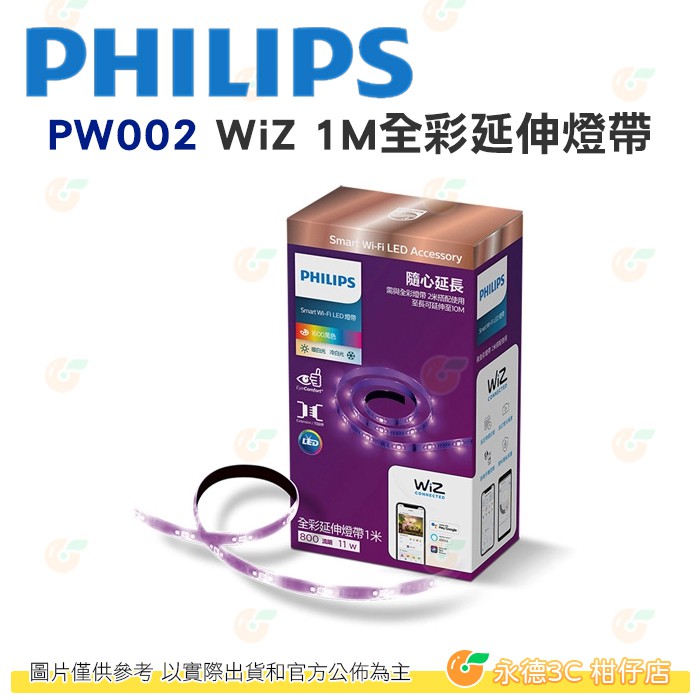 飛利浦 PHILIPS PW002 WiZ 智慧照明 1M全彩延伸燈帶 公司貨 冷暖光 氣氛 LED APP Wifi