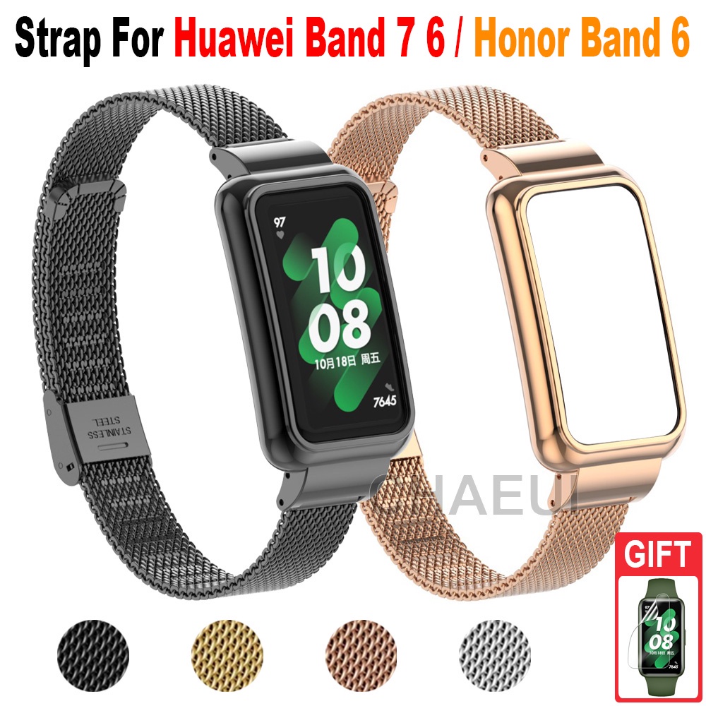 華為手環9 錶帶 華為手環8 金屬錶帶 金屬框+錶帶 卡扣米蘭錶帶 Huawei Band 7 不鏽鋼錶帶