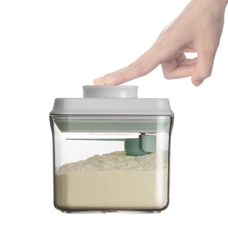 按扣式密封罐 500ml 奶粉盒大容量 嬰兒米粉盒 密封防潮奶粉罐 零食盒 奶粉儲存盒 正方形透明