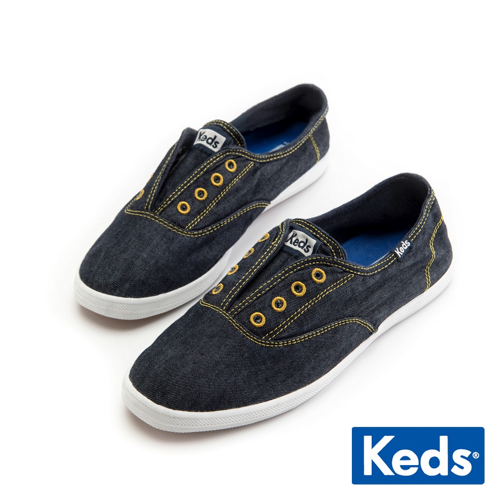【Keds】CHILLAX 個性單寧車縫休閒鞋-深藍 (9223W133440)