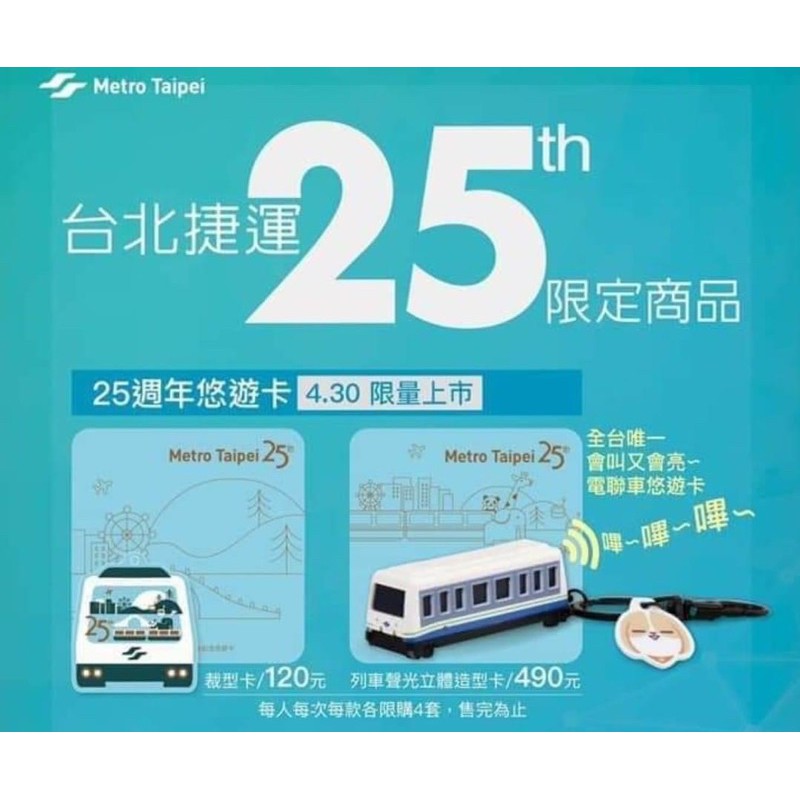 台北捷運25週年造型悠遊卡一組