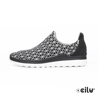 美國 CCILU 幾何飛織網布休閒運動鞋-男款-301325001銀黑色