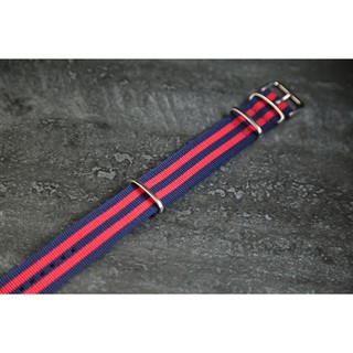 藍+紅22mm Nylon Watch Strap 尼龍NATO zulu G10四環時尚軍用錶帶james bond