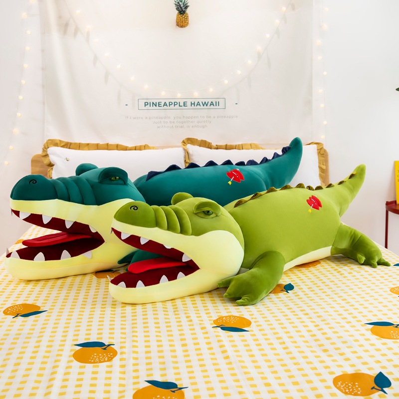 Ready Stock 150CM大號鱷魚公仔毛絨玩具鱷魚娃娃女孩床上睡覺抱枕生日禮物
