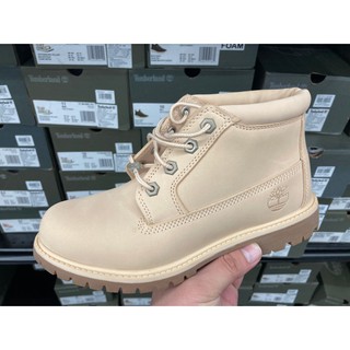 Timberland 女 淺米色 絨面 皮革 防水 休閒靴 穿搭 保暖 A1NDG