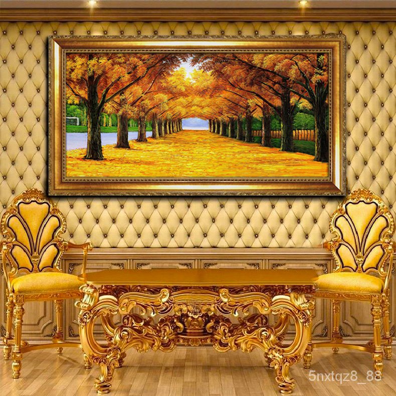 [優品藝術｜藝術畫]歐式客廳風景山水仿真油畫美式裝飾畫沙發背景墻掛畫壁畫黃金大道