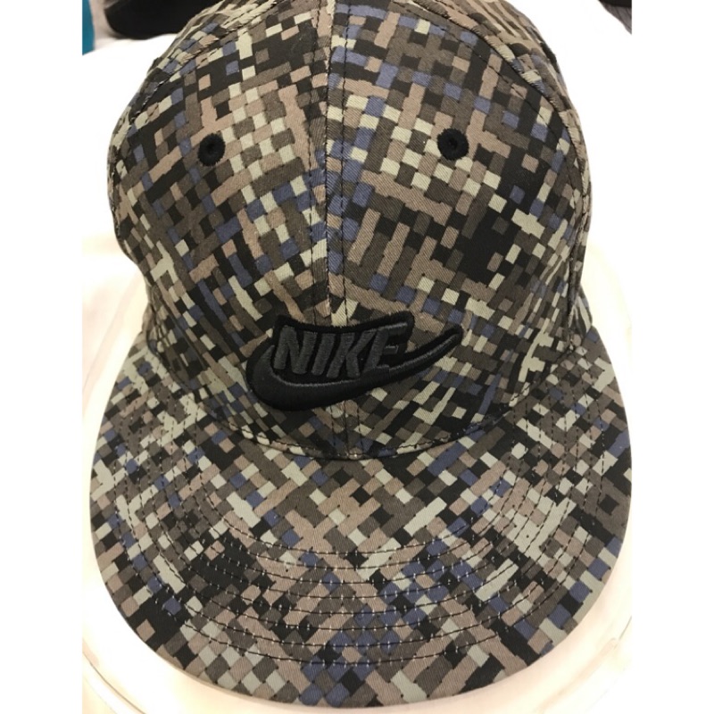 Nike 棒球帽 全封帽 迷彩 格子 灰色 墨綠色 軍綠色 黑色 拼接 S/M