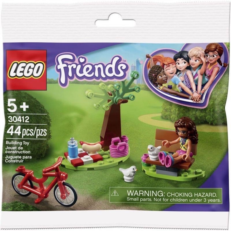 全新 樂高 LEGO 30412 好朋友系列 friends 公園野餐 腳踏車 熱狗堡 鴿子 A180 polybag