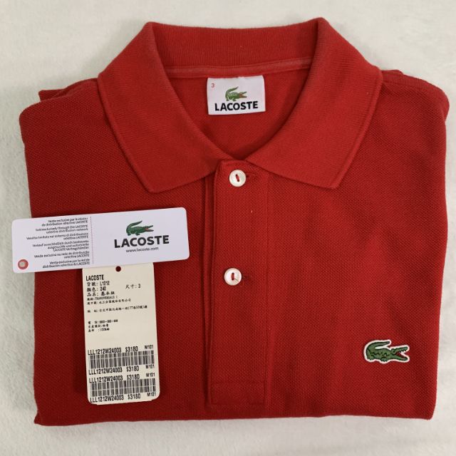 專櫃正品 附吊牌 3號  Lacoste POLO衫 鱷魚 基本款 短袖 紅 陳冠希