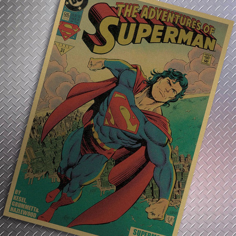 [現貨]超級英雄海報 超人歸來Superman蜘蛛人Spiderman 復仇者 正義聯盟 牛皮紙懷舊復古電影 卡通裝飾畫