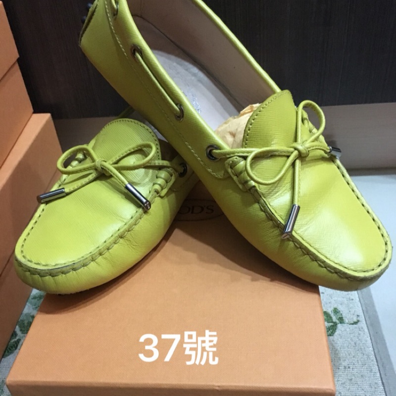 二手/TODS 豆豆鞋37.5號 芥茉色/專櫃購/約八成新㊣