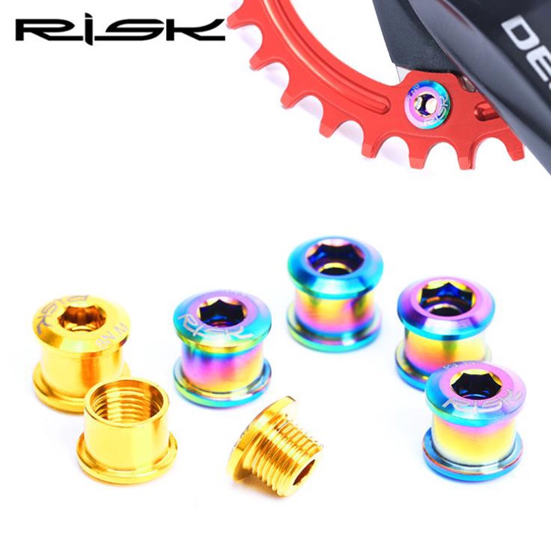 Risk 自行車曲柄組鏈環螺栓螺母用於 BMX 固定齒輪軌道單/雙盤 GR5(TC4) 鈦合金