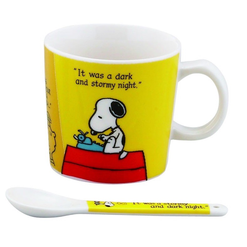 日本 Snoopy 史努比 史奴比 打字機史努比 水杯 馬克杯 杯子 馬克杯湯匙組 陶瓷杯