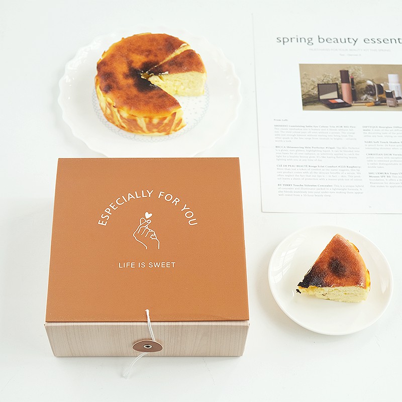 【蛋糕包裝盒】 現貨4寸6寸巴斯克蛋糕包裝盒 北海道雙層芝士包裝盒 木質 輕乳酪蛋糕包裝盒