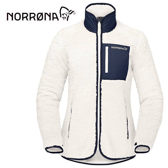 【Norrona 老人頭 挪威】norrona warm3 保暖外套 刷毛外套 女款 雪花白(5210-20-9940)