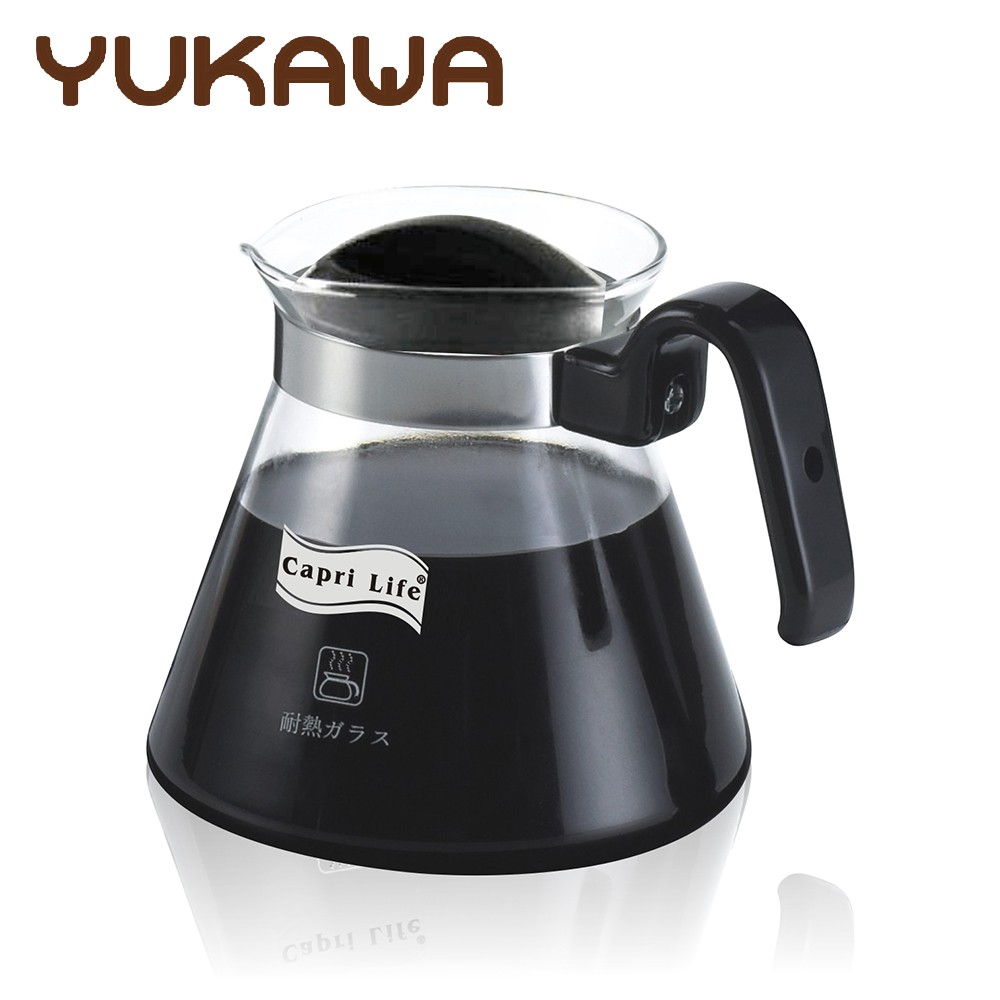 【YUKAWA】Coffee &amp;Tea 耐熱玻璃咖啡壺 600ml(咖啡壺 耐熱玻璃 美式咖啡壺 電木把手 茶壺)