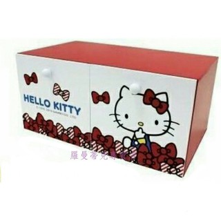 正版 KT-0792 木製 Hello Kitty 雙抽桌上收納盒 【羅曼蒂克專賣店】