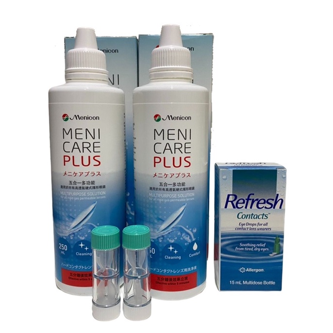 【目立康】五合一硬式隱形眼鏡清潔液 250ML*2瓶 + 【愛力根】麗眼舒隱形眼鏡潤濕液15ML*1瓶