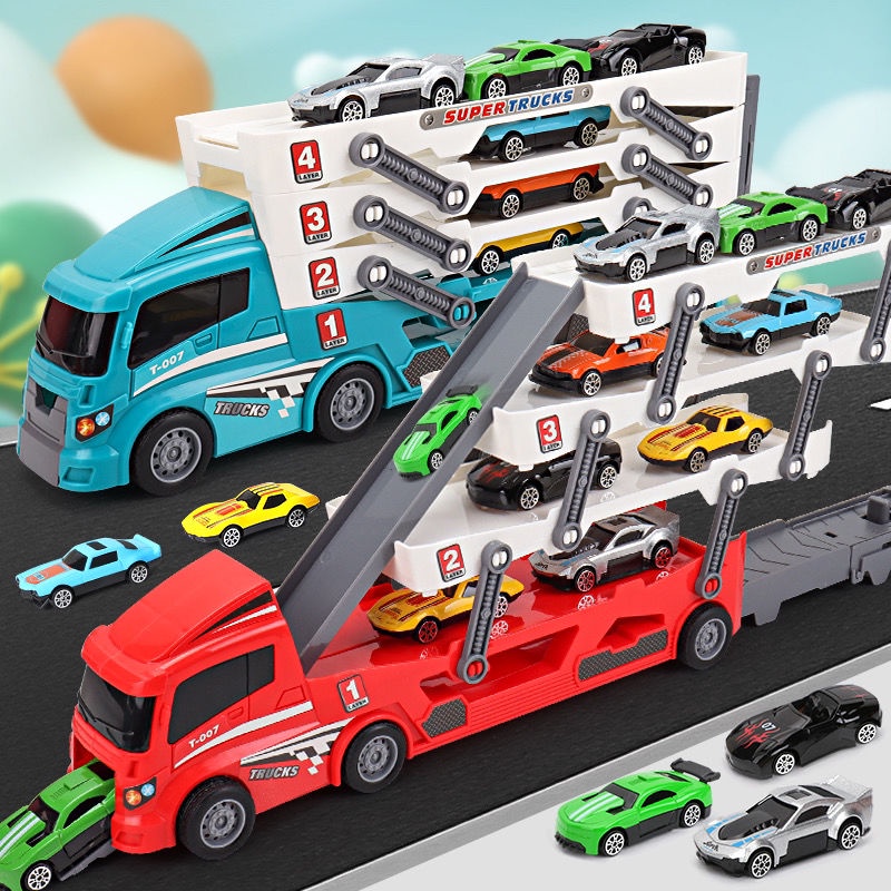 【現貨速發】兒童收納貨櫃車 大號貨櫃車 收納車 折疊卡車 3到6歲益智玩具 兒童合金小汽車 模型玩具 汽車玩具