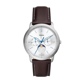FOSSIL Neutra Minimalist經典三眼月相咖啡色皮帶腕錶42mm/FS5905